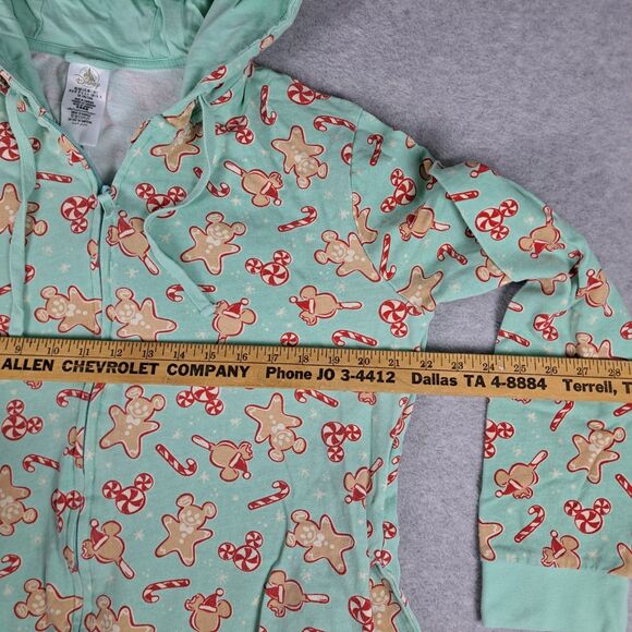 Disney Mickey Mouse Holiday Treats One Piece Adult Large Pajamas Hooded W Ears S - Picture 6 of 9